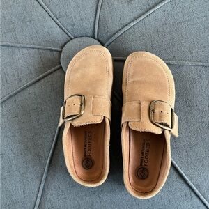 White Mountain Suede Buckle Mule Loafers